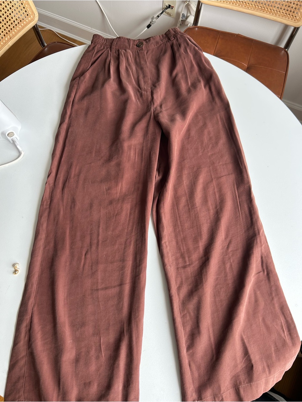 WeWoreWhat Wide-Leg High-Waist Pants in Chocolate Brown - Picture 3 of 5